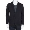 Hermes Black Cotton Leather Trim Two Buttoned Jacket L For Men -Deals Hermes Store luxury men hermes used clothes p309144 001