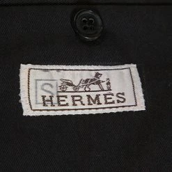 Hermes Black Cotton Leather Trim Two Buttoned Jacket L For Men -Deals Hermes Store luxury men hermes used clothes p309144 004