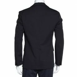Hermes Black Cotton Leather Trim Two Buttoned Jacket L For Men -Deals Hermes Store luxury men hermes used clothes p309144 006