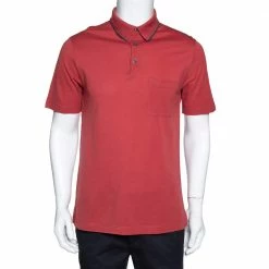 Hermes Brick Red Cotton Pique Polo T-Shirt M For Men