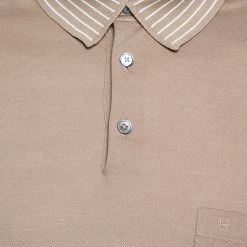 Hermes Beige Cotton Pique Striped Collar Polo T-Shirt XXL For Men -Deals Hermes Store luxury men hermes used clothes p325691 001