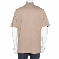 Hermes Beige Cotton Pique Striped Collar Polo T-Shirt XXL For Men -Deals Hermes Store luxury men hermes used clothes p325691 003