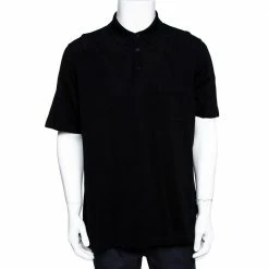Hermes Hermès Black Cotton Pique Polo T-Shirt XXXL For Men