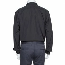 Hermes Black Cotton Button Front Long Sleeve Shirt 5XL For Men -Deals Hermes Store luxury men hermes used clothes p364482 001