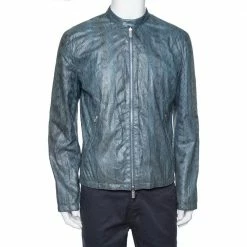 Hermes Hermès Blue Snakeskin Leather Reversible Jacket L For Men