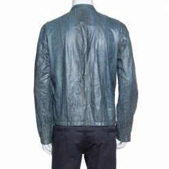 Hermes Hermès Blue Snakeskin Leather Reversible Jacket L For Men -Deals Hermes Store luxury men hermes used clothes p364516 006