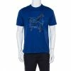 Hermes Blue Brazilian Horse Print Cotton Crew Neck T-Shirt M For Men -Deals Hermes Store luxury men hermes used clothes p365047 001