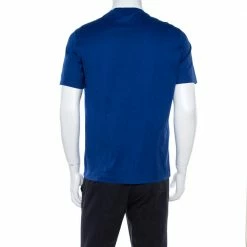 Hermes Blue Brazilian Horse Print Cotton Crew Neck T-Shirt M For Men -Deals Hermes Store luxury men hermes used clothes p365047 003