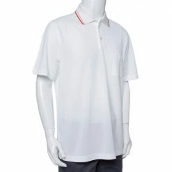 Hermes White Cotton Pique Contrast Detail Polo T Shirt XXL For Men -Deals Hermes Store luxury men hermes used clothes p373614 002