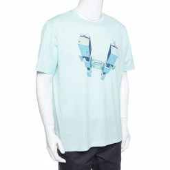 Hermes Sea Blue Odysee Printed Cotton Crewneck T-Shirt XXL For Men -Deals Hermes Store luxury men hermes used clothes p381062 003