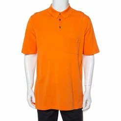 Hermes Orange Cotton Pique Polo T-Shirt XXL For Men