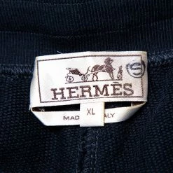 Hermes Black Cotton Contrast Trim Detail Jogging Shorts XL For Men -Deals Hermes Store luxury men hermes used clothes p428599 005