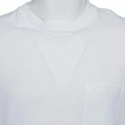 Hermes White Cotton Pique Logo Embroidered Pocket Detail Crewneck T-Shirt L For Men -Deals Hermes Store luxury men hermes used clothes p434207 001