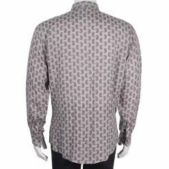 Hermes Men's Beige Printed Shirt L For Men -Deals Hermes Store luxury men hermes used clothes p43445 003