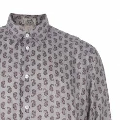 Hermes Men's Beige Printed Shirt L For Men -Deals Hermes Store luxury men hermes used clothes p43445 004