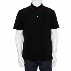 Hermes Black Cotton Pique Logo Embroidered Polo T-Shirt L For Men