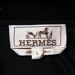 Hermes Black Cotton Pique Logo Embroidered Polo T-Shirt L For Men -Deals Hermes Store luxury men hermes used clothes p439812 005
