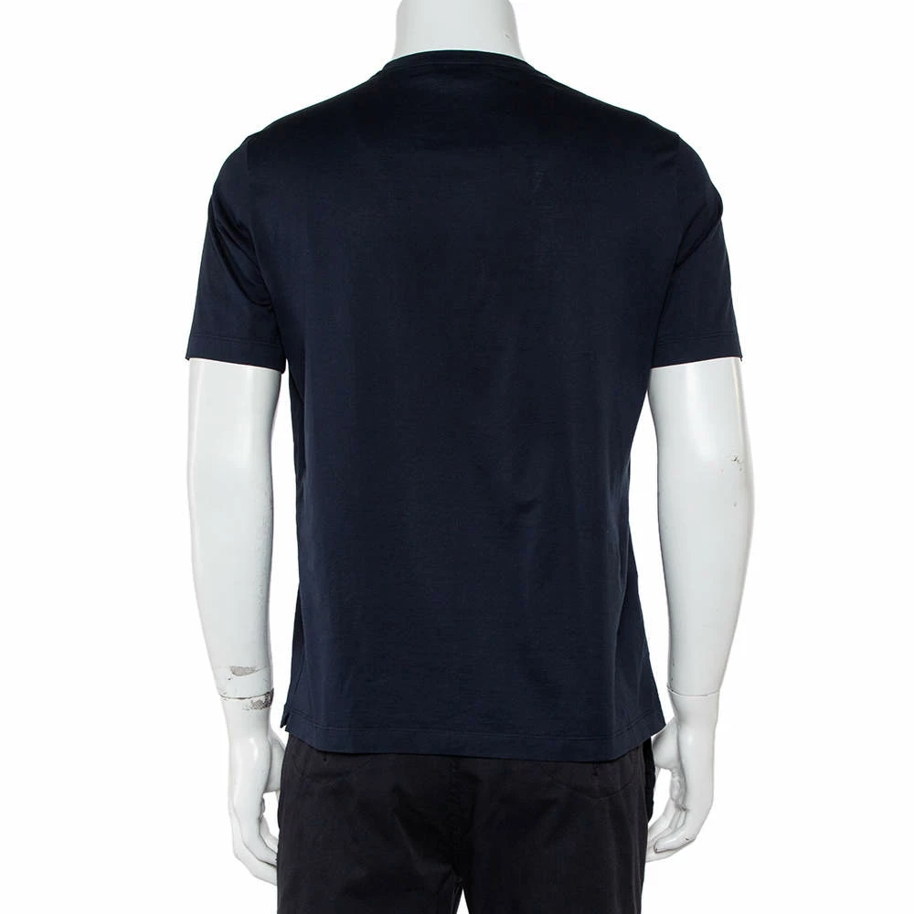 Hermes Navy Blue Mors Embroidered Cotton Crewneck Blanc T-Shirt S For Men 5 Hermes Navy Blue Mors Embroidered Cotton Crewneck Blanc T-Shirt S For Men - Image 3