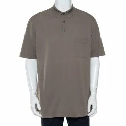 Hermes Hermès Olive Green Cotton Pique Polo T-Shirt XXL For Men