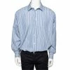 Hermes Blue Striped Cotton Long Sleeve Shirt 3XL For Men -Deals Hermes Store luxury men hermes used clothes p462787 001