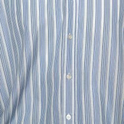 Hermes Blue Striped Cotton Long Sleeve Shirt 3XL For Men -Deals Hermes Store luxury men hermes used clothes p462787 007