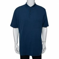 Hermes Blue Cotton Pique Polo T-Shirt XXL For Men