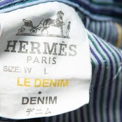 Hermes Blue Denim Logo Leather Tab Detail Jeans L For Men -Deals Hermes Store luxury men hermes used clothes p526889 011