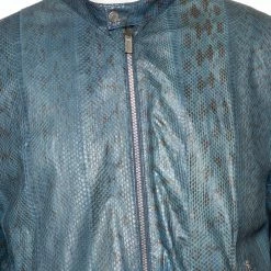 Hermes Hermès Blue Snakeskin Leather Reversible Jacket XL For Men -Deals Hermes Store luxury men hermes used clothes p568222 002