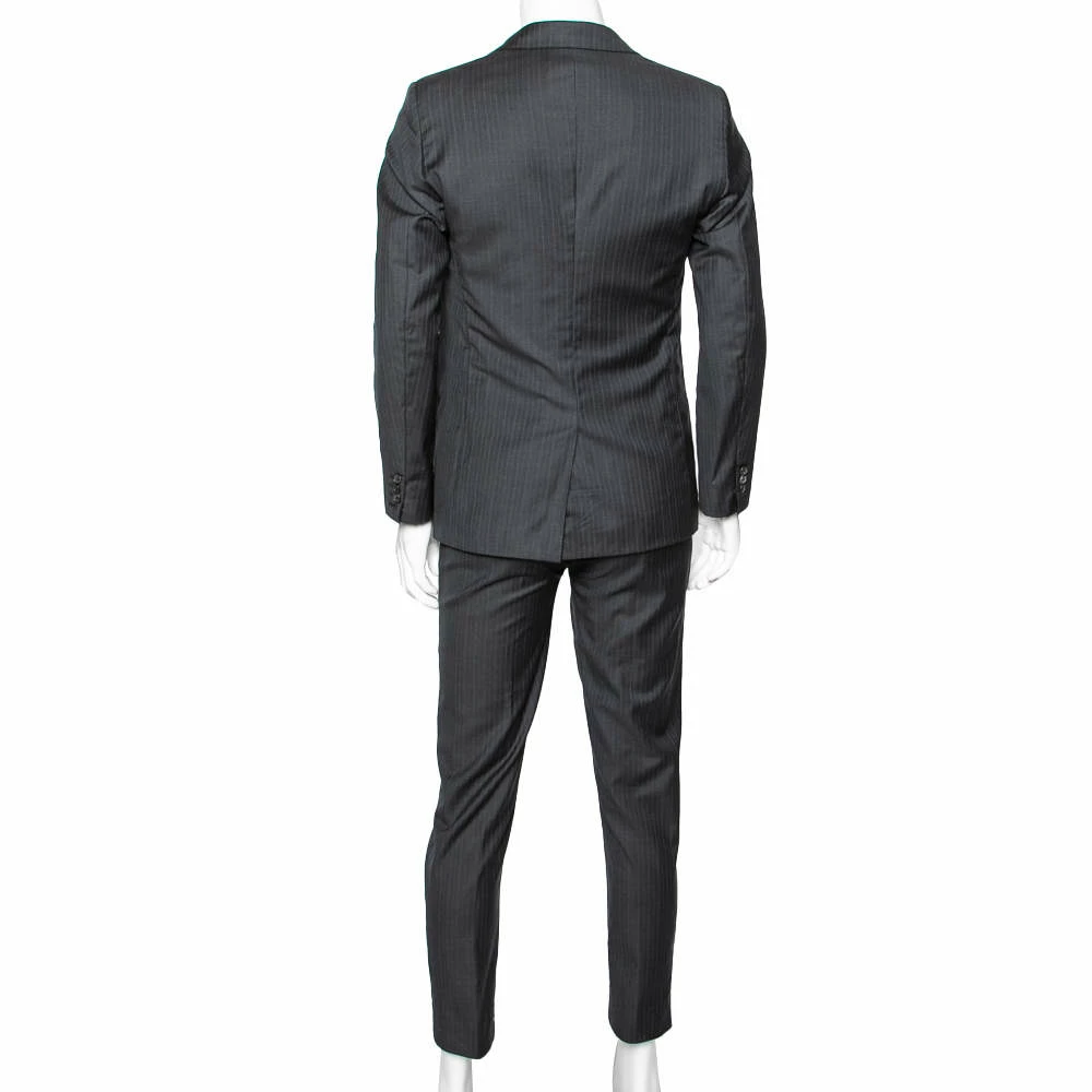 Hermes Charcoal Grey Pinstriped Wool Single Breasted Suit L For Men 5 Hermes Charcoal Grey Pinstriped Wool Single Breasted Suit L For Men - Image 3