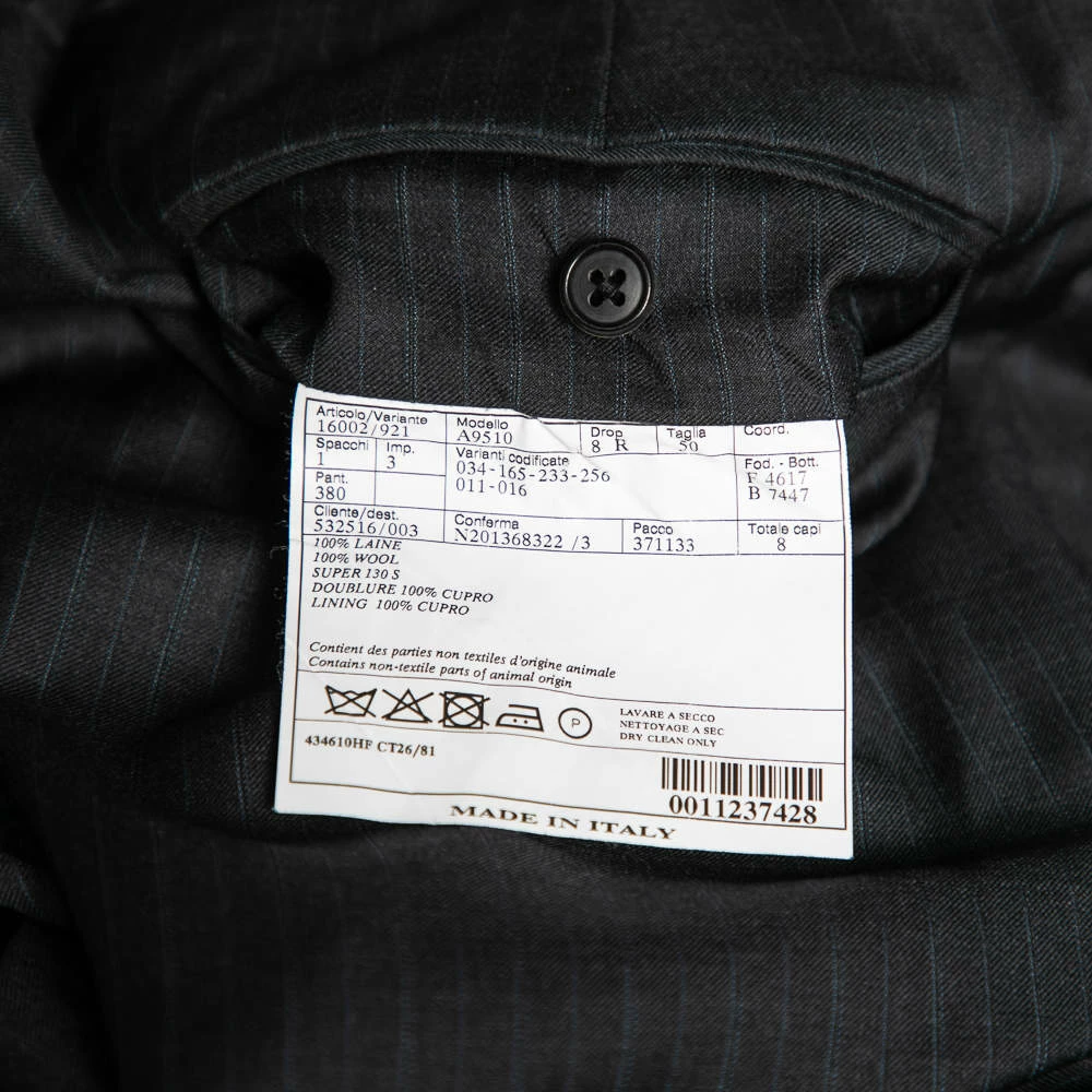 Hermes Charcoal Grey Pinstriped Wool Single Breasted Suit L For Men 9 Hermes Charcoal Grey Pinstriped Wool Single Breasted Suit L For Men - Image 7