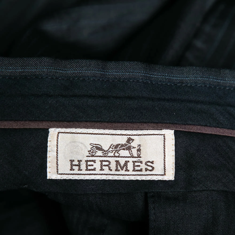 Hermes Charcoal Grey Pinstriped Wool Single Breasted Suit L For Men 7 Hermes Charcoal Grey Pinstriped Wool Single Breasted Suit L For Men - Image 5