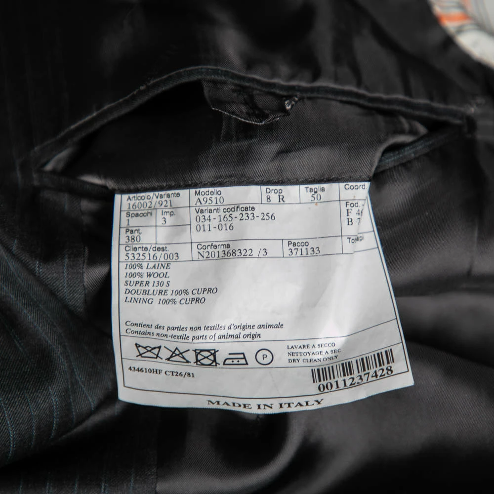 Hermes Charcoal Grey Pinstriped Wool Single Breasted Suit L For Men 10 Hermes Charcoal Grey Pinstriped Wool Single Breasted Suit L For Men - Image 8