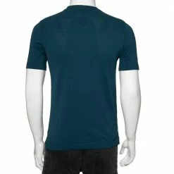 Hermes Teal Blue Cotton Pique H Embroidered Crewneck T-Shirt XS For Men -Deals Hermes Store luxury men hermes used clothes p616162 001