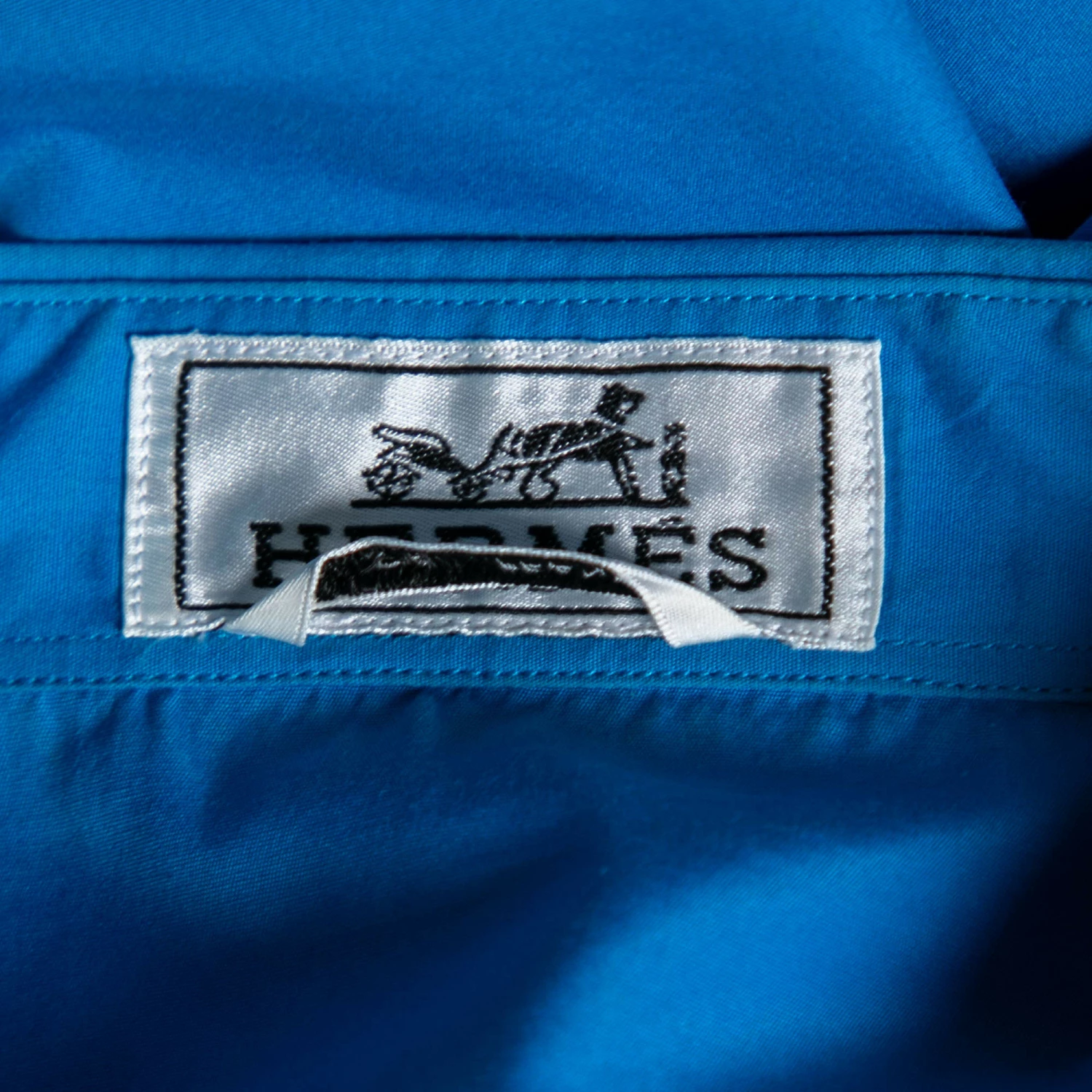 Hermes Blue Cotton Zip Front Short Sleeve Shirt M For Men 6 Hermes Blue Cotton Zip Front Short Sleeve Shirt M For Men - Image 4