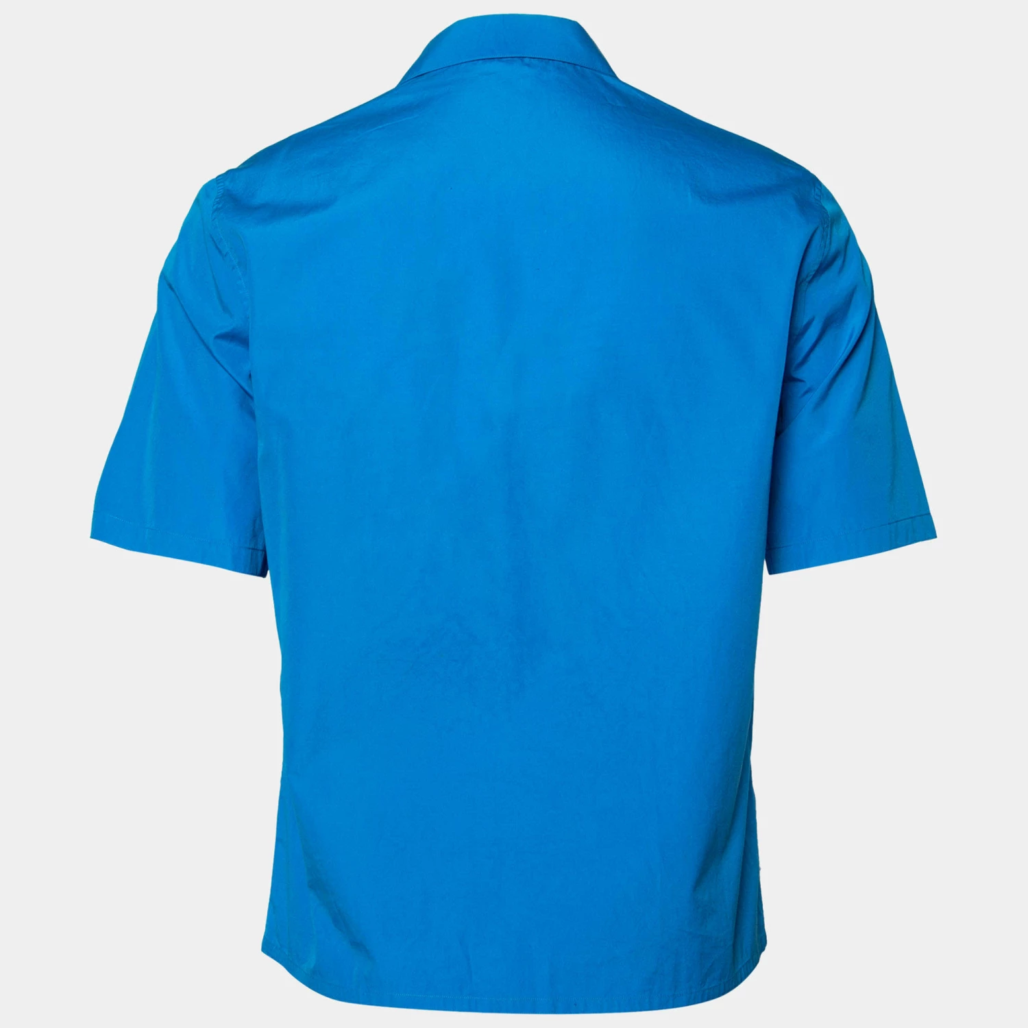 Hermes Blue Cotton Zip Front Short Sleeve Shirt M For Men 4 Hermes Blue Cotton Zip Front Short Sleeve Shirt M For Men - Image 2