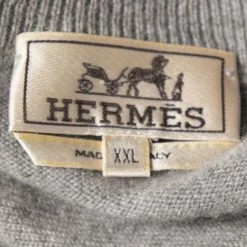 Hermes Grey Cashmere V-Neck Long Sleeve Sweater XXL For Men -Deals Hermes Store luxury men hermes used clothes p644093 004