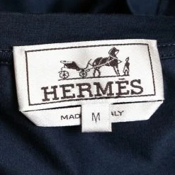 Hermes Navy Blue Mors Embroidered Cotton Crewneck T-Shirt M For Men -Deals Hermes Store luxury men hermes used clothes p649171 002