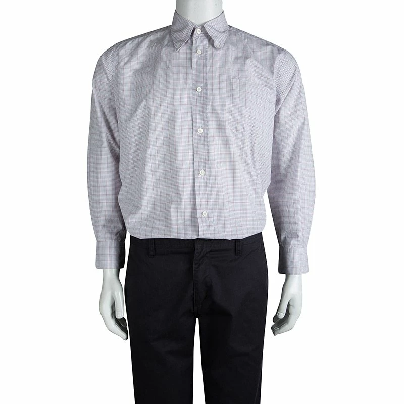 Hermes Checked Cotton Long Sleeve Button Down Shirt L For Men 4 Hermes Checked Cotton Long Sleeve Button Down Shirt L For Men - Image 2