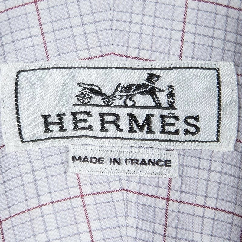 Hermes Checked Cotton Long Sleeve Button Down Shirt L For Men 7 Hermes Checked Cotton Long Sleeve Button Down Shirt L For Men - Image 5