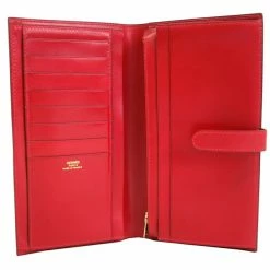Hermes Red Box Calf Leather Herakles Long Wallet For Men -Deals Hermes Store luxury men hermes used handbags p38732 0002