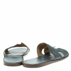 Hermes Slate Grey Croc Leather Izmir Sandals Size 43 For Men -Deals Hermes Store luxury men hermes used shoes p106432 005