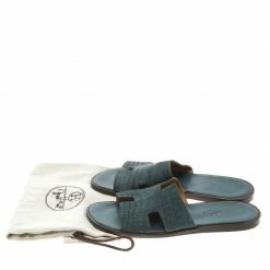 Hermes Slate Grey Croc Leather Izmir Sandals Size 43 For Men -Deals Hermes Store luxury men hermes used shoes p106432 008