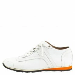 Hermes White Canvas And Leather Trim Kool Low Top Sneakers Size 42 For Men