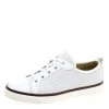 Hermes White Perforated Leather Inside Lace Up Sneakers Size 42.5 For Men