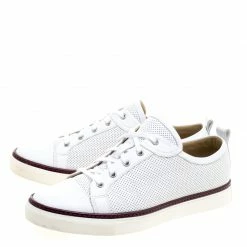 Hermes White Perforated Leather Inside Lace Up Sneakers Size 42.5 For Men -Deals Hermes Store luxury men hermes used shoes p114810 004