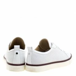 Hermes White Perforated Leather Inside Lace Up Sneakers Size 42.5 For Men -Deals Hermes Store luxury men hermes used shoes p114810 005