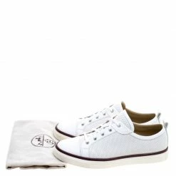 Hermes White Perforated Leather Inside Lace Up Sneakers Size 42.5 For Men -Deals Hermes Store luxury men hermes used shoes p114810 008