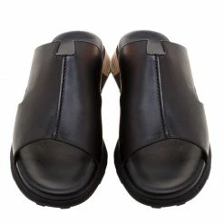 Hermes Black Leather Pharaon Flat Sandals Size 43 For Men -Deals Hermes Store luxury men hermes used shoes p123625 003