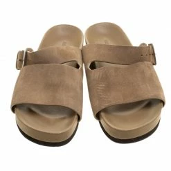 Hermes Beige Suede Slide Sandals Size 42 For Men -Deals Hermes Store luxury men hermes used shoes p140652 0003