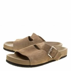Hermes Beige Suede Slide Sandals Size 42 For Men -Deals Hermes Store luxury men hermes used shoes p140652 0004